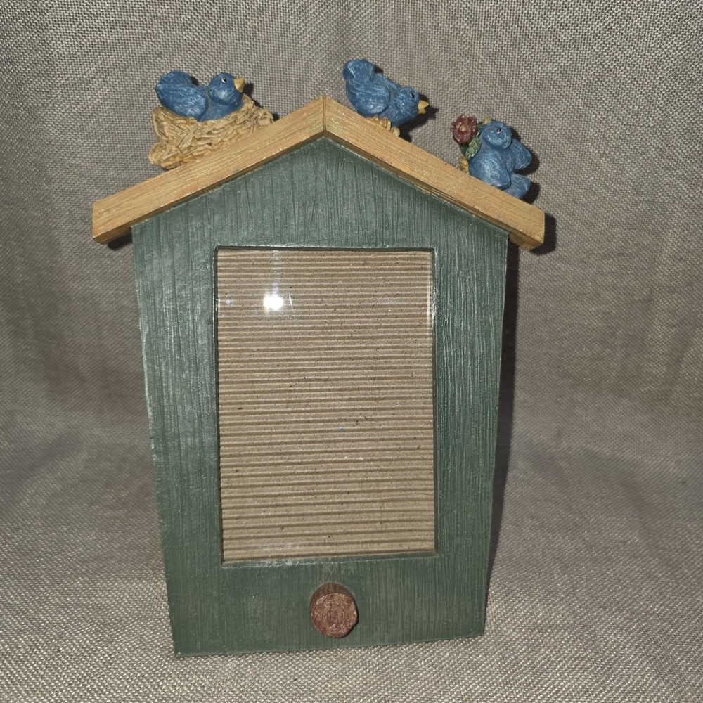 Figi Graphics Picture Frame Photo Sz  3.5x5" Blue Birds Cottage Rustic Garden